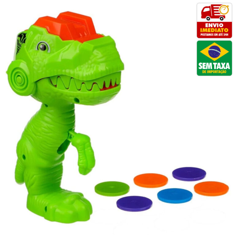 Brinquedo Infantil Dinossauro Lança Disco Bolinha