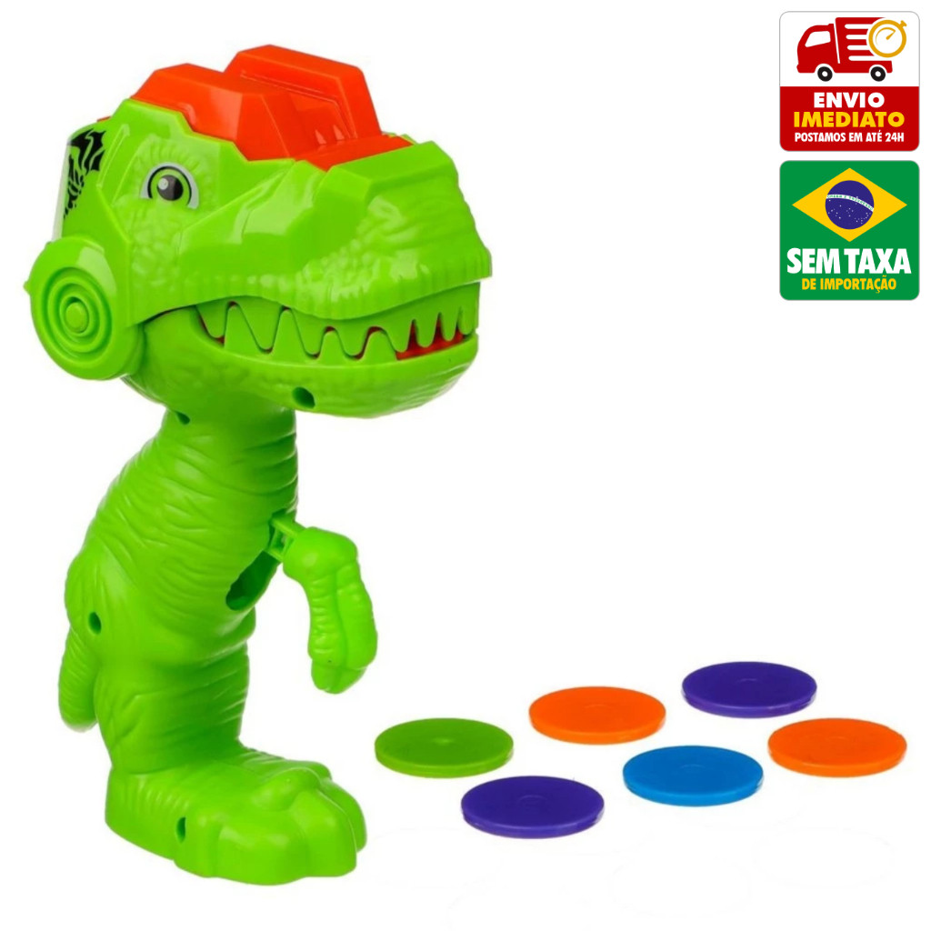 Brinquedo Infantil Dinossauro Lança Disco Bolinha Plastico DuteToys DTY0755