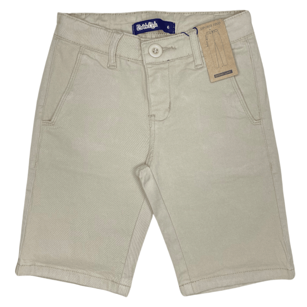 Bermuda Esporte Fino Bege Short Jeans Infantil Meninos