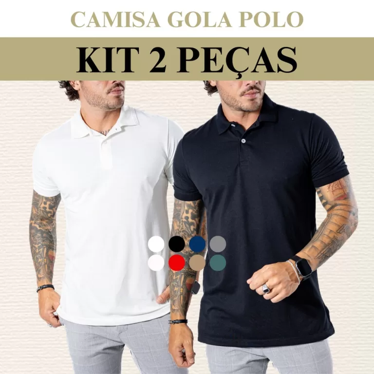 Kit 2 Camisa Gola Polo para Homem Piquet Alto Padr
