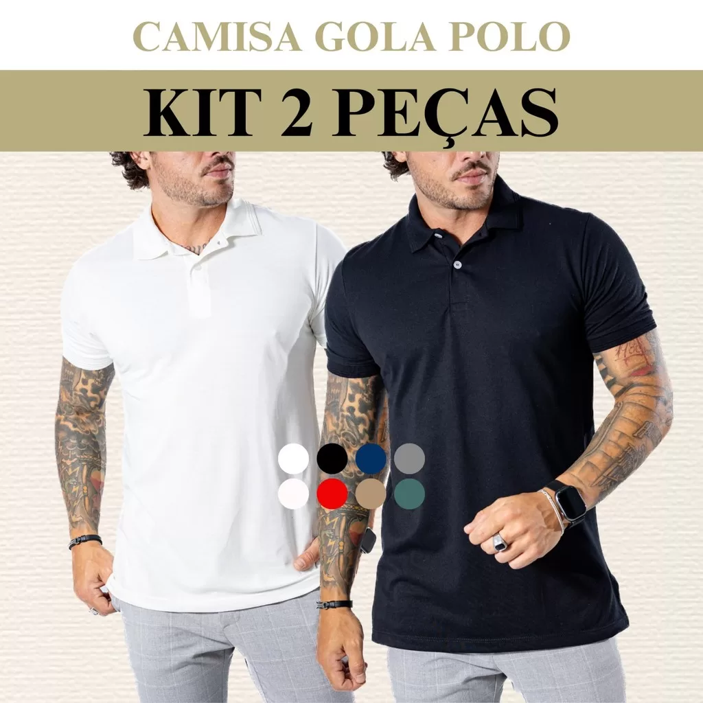 Kit 2 Camisa Gola Polo para Homem Piquet Alto Padrão Atacado HL