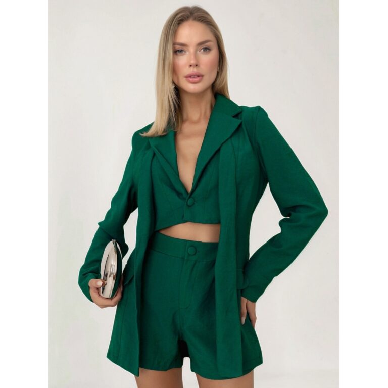 Conjunto Feminino Alfaiataria Blazer Colete Duplo 