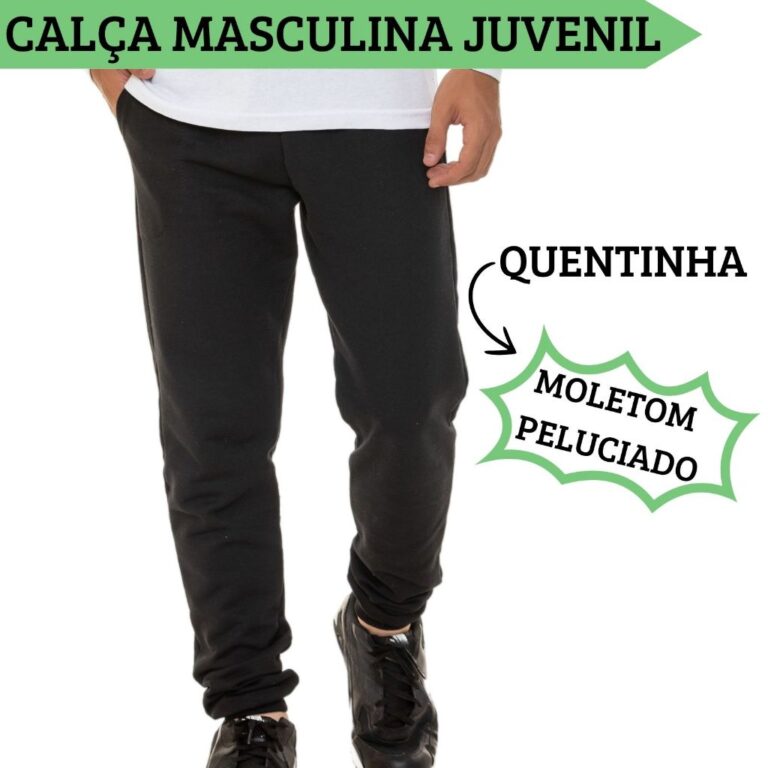 CALÇA COM 2 BOLSOS BARRA E PUNHO DE RIBANA DE MOL