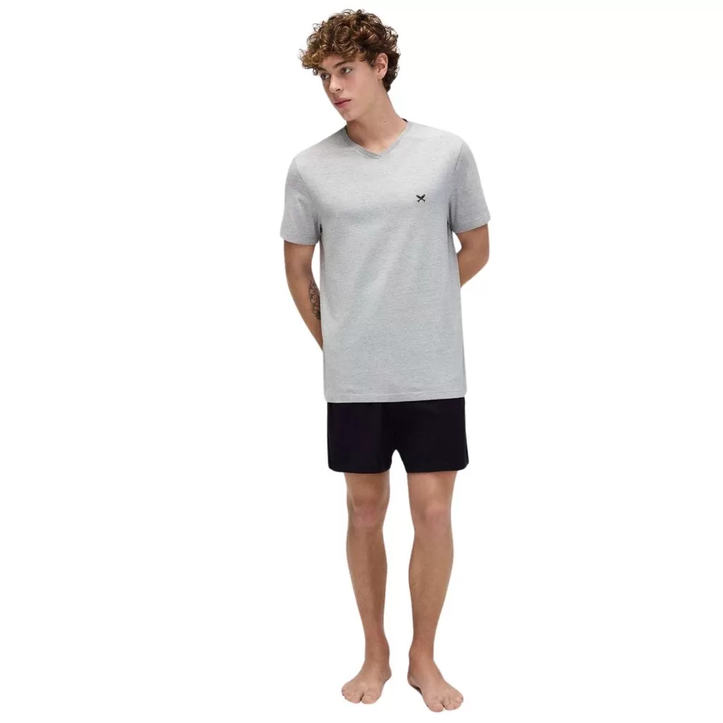 Pijama masculino hering manga curta decote v em algodão