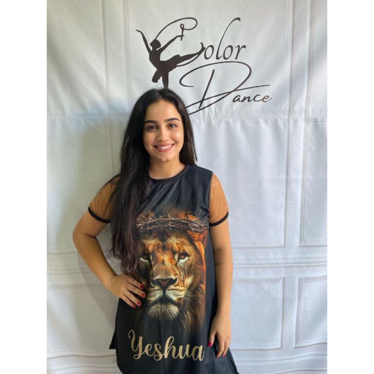 Bata Feminina Gospel YESHUA tule de brilho Leão e