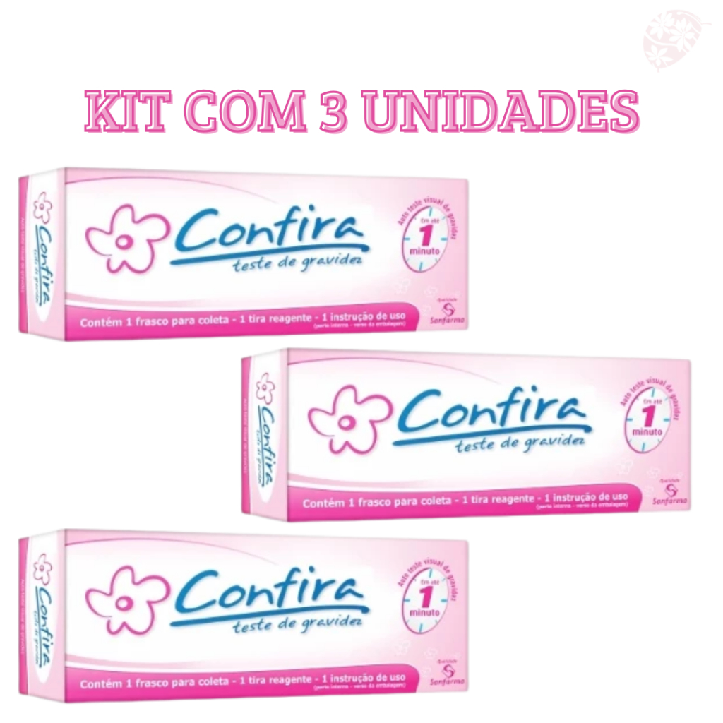 Kit 3 Testes de Gravidez Confira em Tira Resultado em 1 Minuto
