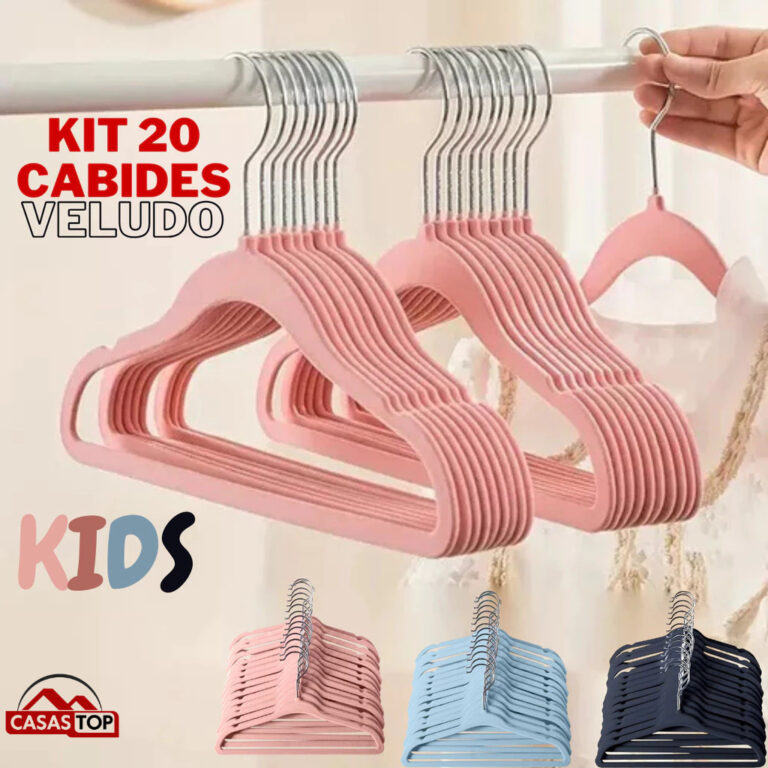 Kit 20 Cabide Infantil Veludo Slim Ultra Fino Não