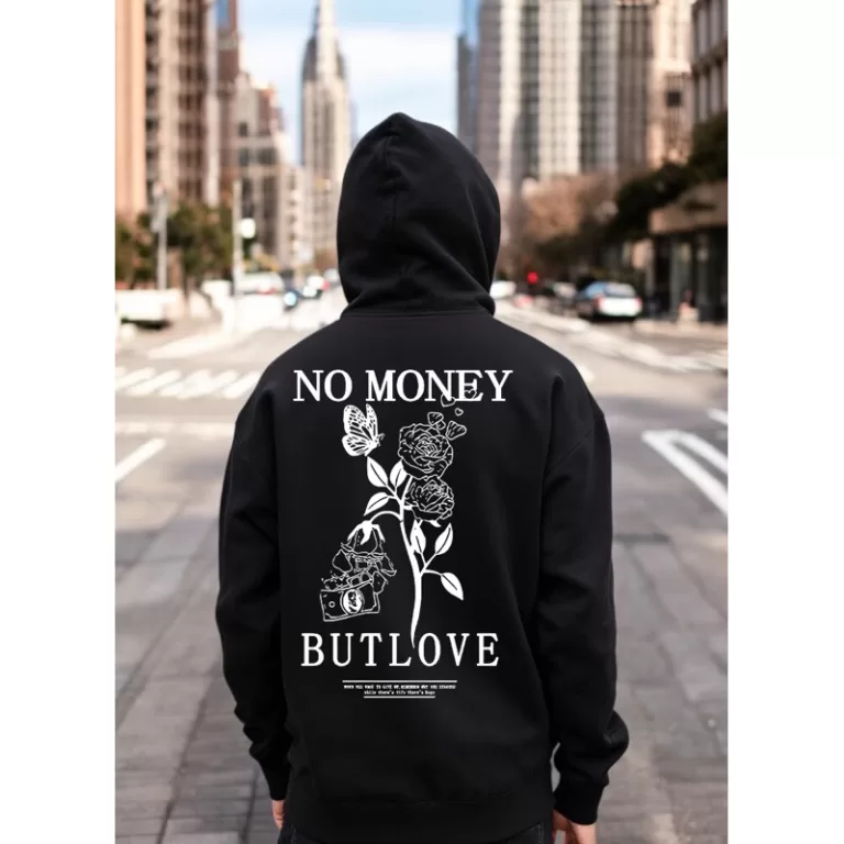 Moletom Canguru No Money But Love Capuz e Bolso Fl