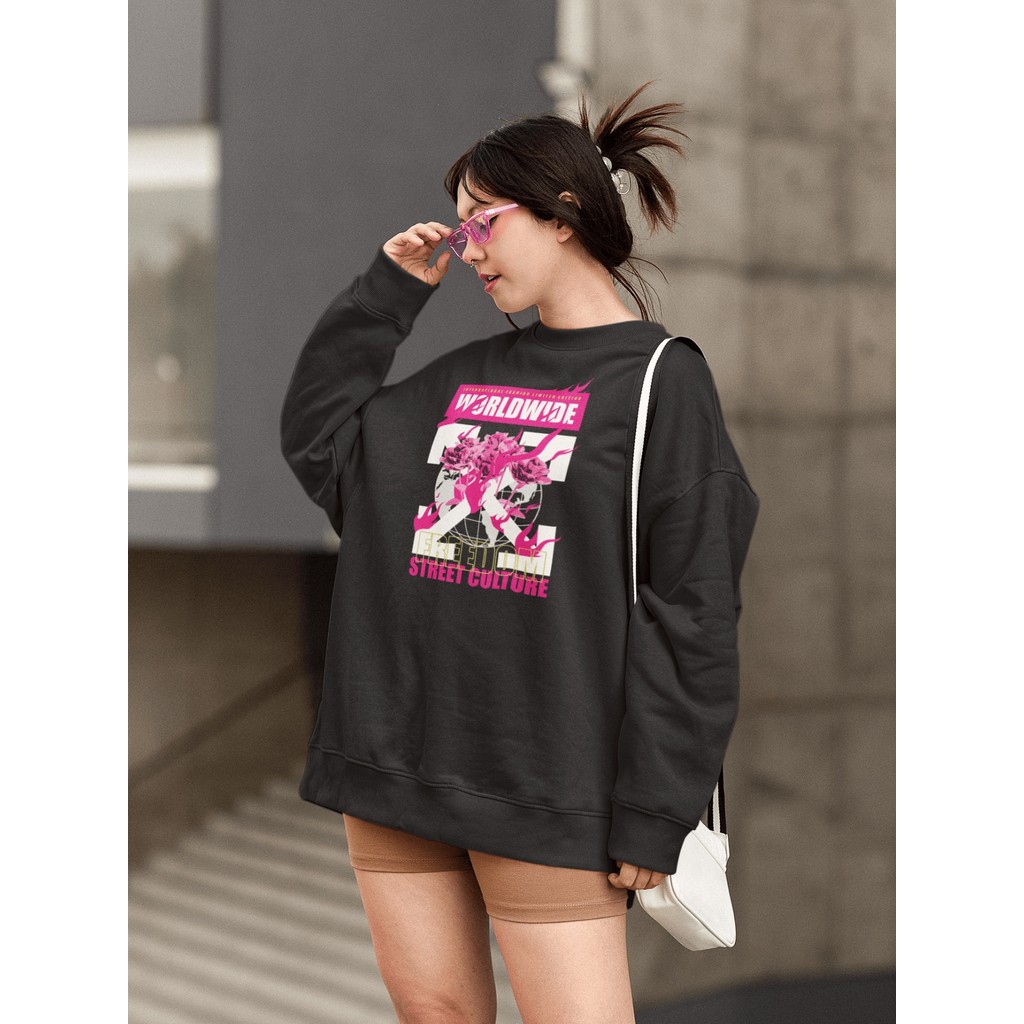 Moletom Blusa de Frio Básico Urbano Feminino Estampado Gola Redonda Confortável 100% Algodão – Flowe