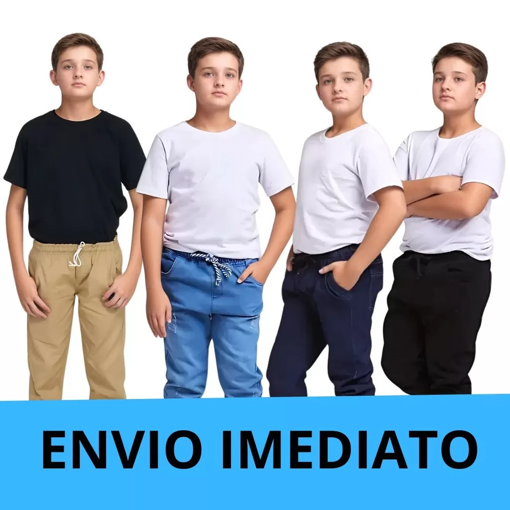 Calça Jeans Jogger Infantil Juvenil Masculina com Punho Elastico e Bolsos Laterais Justa da Moda men