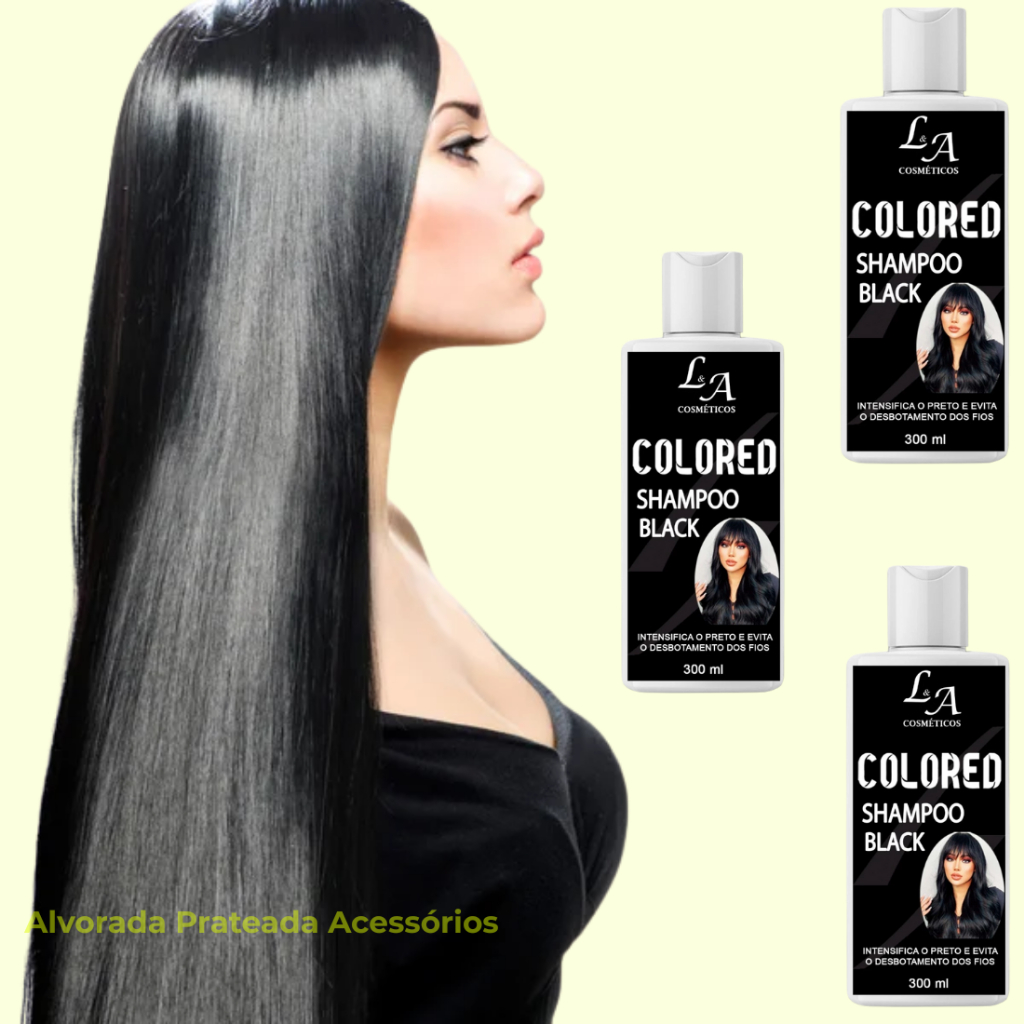 Shampoo Tonalizante Preto Intenso Sem Amônia  Resultado 100% Natural La cosméticos 300ml