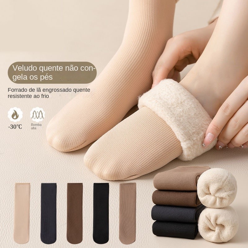 Kit ate 6 pares de meia/meias soquete térmica grossa flanelada fleece inverno frio intenso Império
