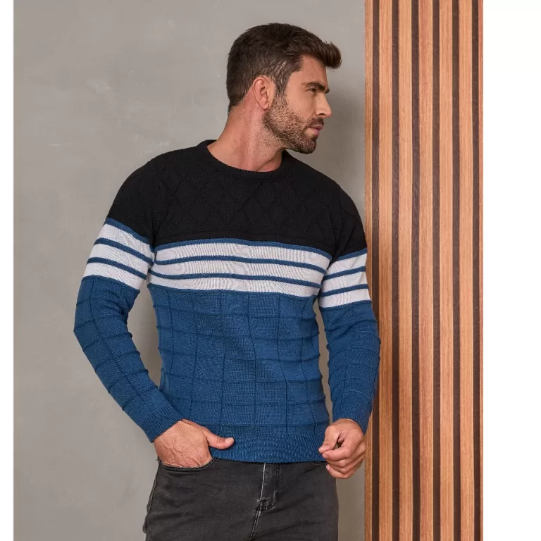 Blusa de Frio Térmica de Lã Sueter Tricot Mascul