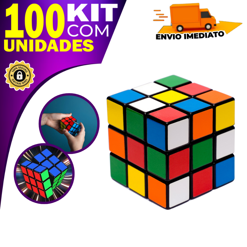 Kit 100 Cubo Mágico 5×5 Brinquedo Interativo para Crianças Adultos Anti-Estress Lembrancinha