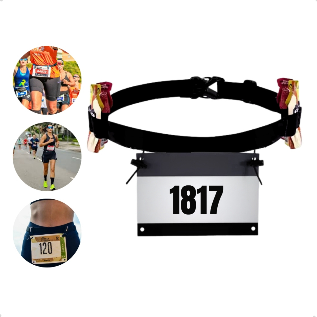 Cinto Porta Numero Para Corrida Triathlon Ciclismo Carbo Gel