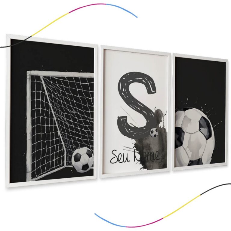 Quadros Decorativos Futebol, Conjunto 3 Peças, Ar