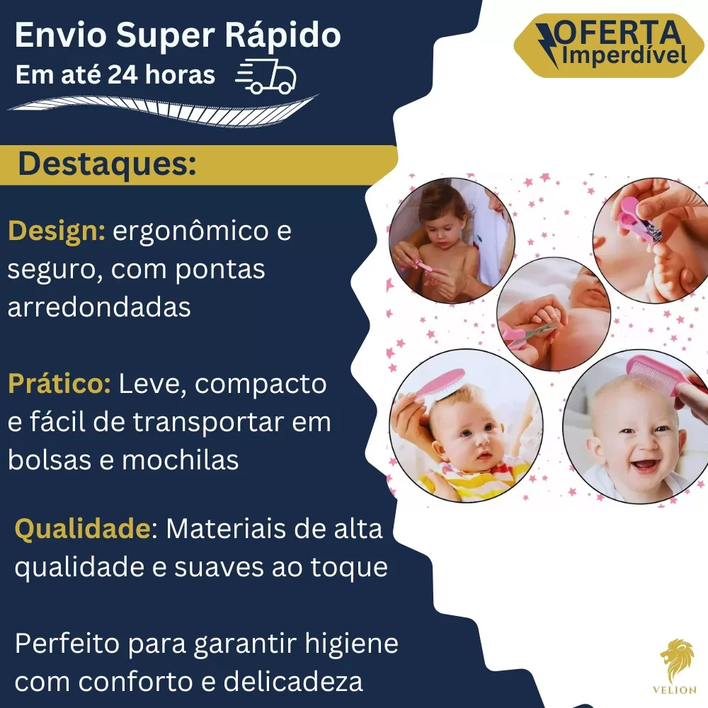 Kit Cuidados e Higiene Para Bebês 06 Peças Sortido