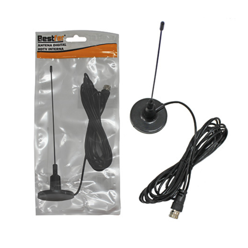 Antena Digital Hdtv Interna Uhf Vfh Cabo 3m Base Imantada