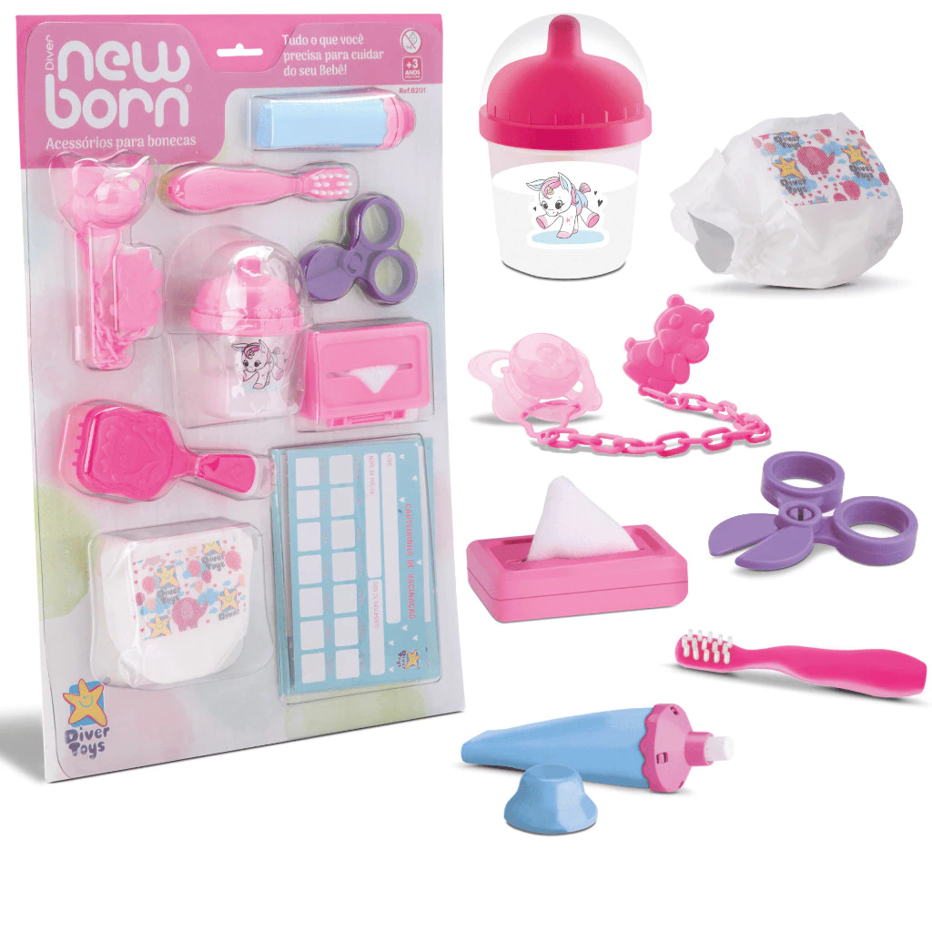 Kit Acessorios Para Bonecas Diver New Born Completo – Divertoys