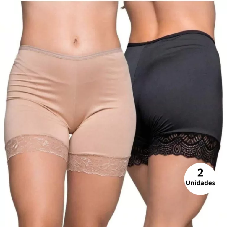 Kit 2 Short Anágua Meia Perna Segunda Pele Femini