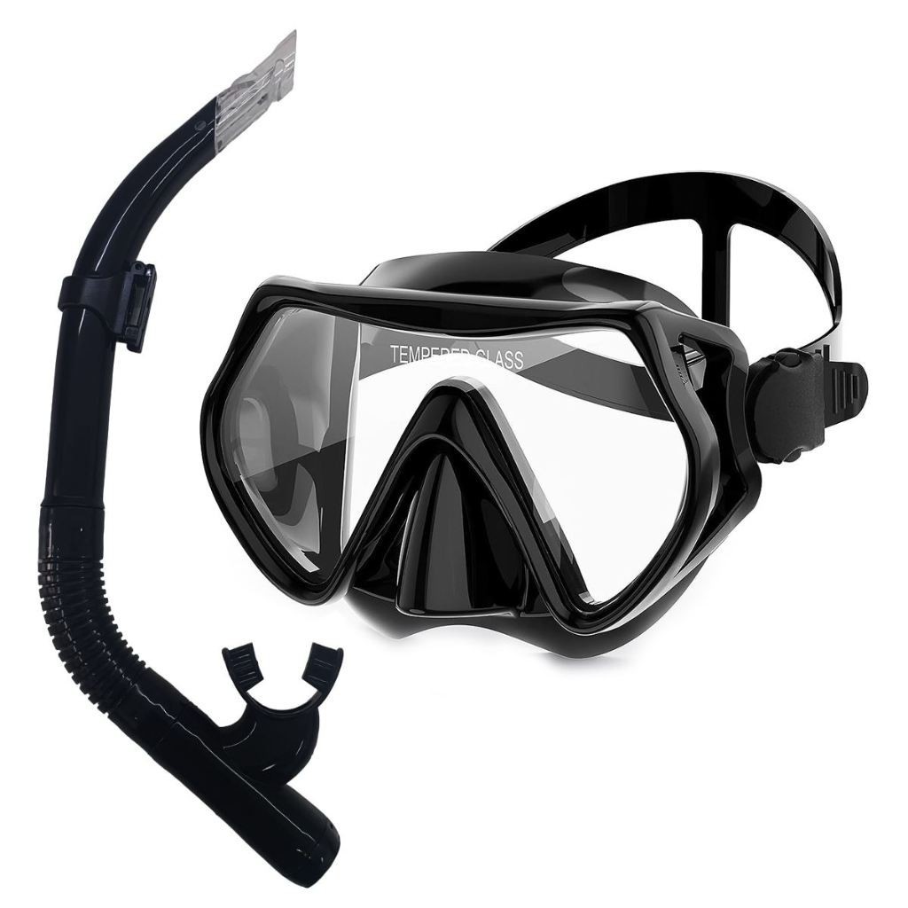 Kit Máscara Snorkel De Mergulho Óculos Proteção Natação Praia Piscina Adulto Juvenil Ajustável Respi