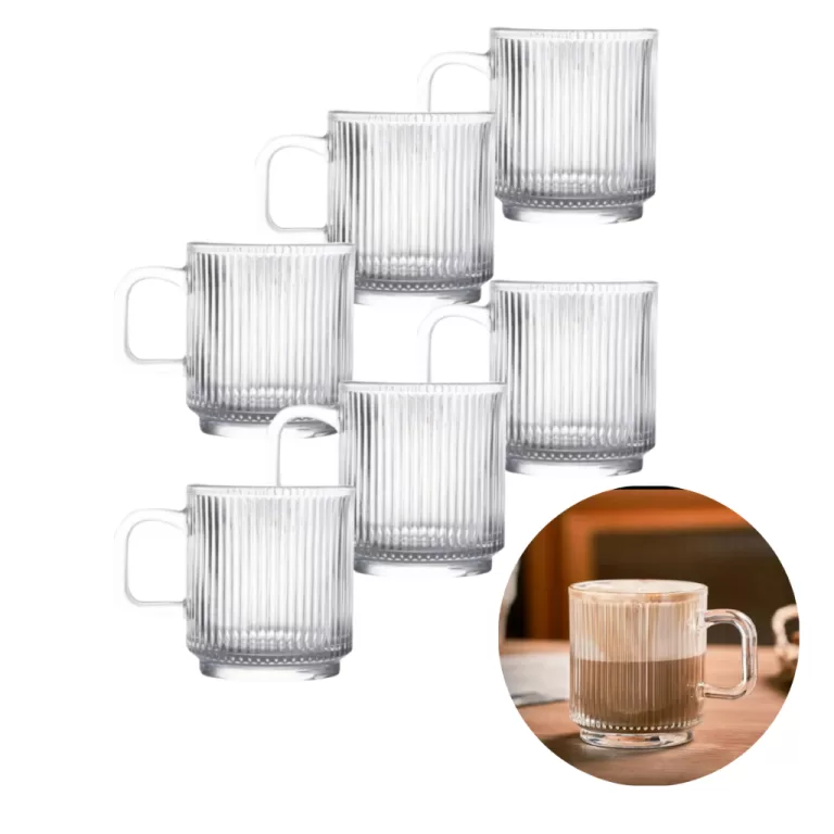 Conjunto 6 Canecas de Vidro Caneladas Xícaras Res