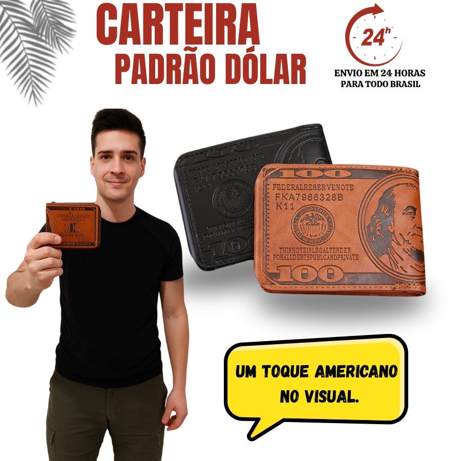 Carteiras Masculina Com 100 Padrão De Dólar Americano Hasp Carteira De Couro Masculina Com Zipper
