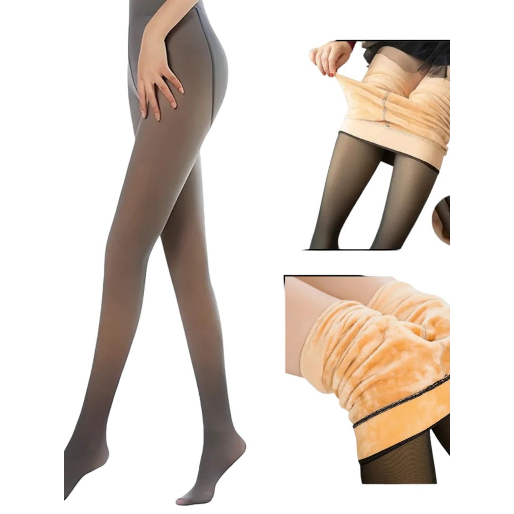 Meia-Calça Térmica Forrada Peluciada Translúcida de Lã Feminina Super Elástica Slim PROMOÇÃO