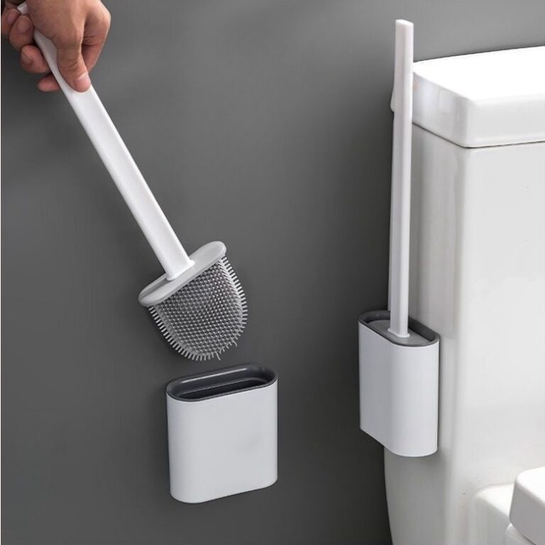 Escova Sanitária De Silicone Com Suporte e Adesiv