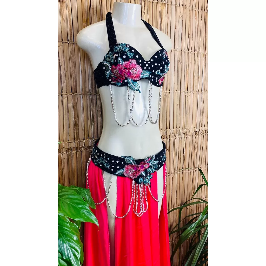[Liquidação] Dança do Ventre Traje  Bordado Completo – Pronta Entrega – TPCL-559