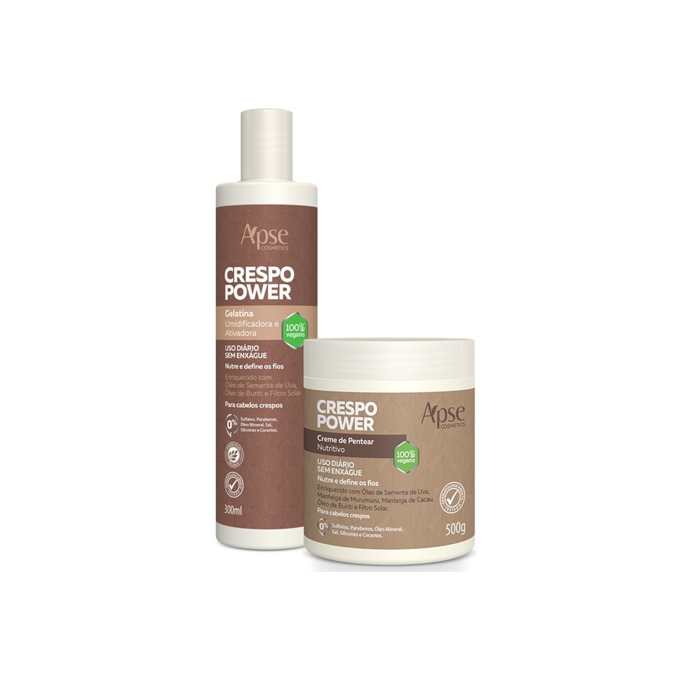 Kit Gelatina E Creme De Pentear + Apse + Linha Crespo Power