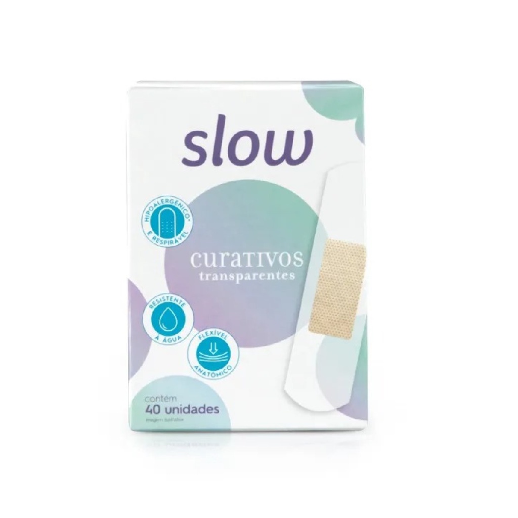 Curativo Transparente Flexível e Anatômico Fita Discreto Caixa 40 Unidades Slow