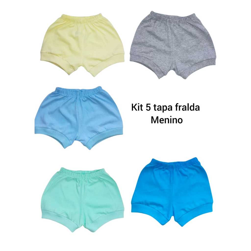KIT 5 short / tapa fralda / para bebê 100%algodão