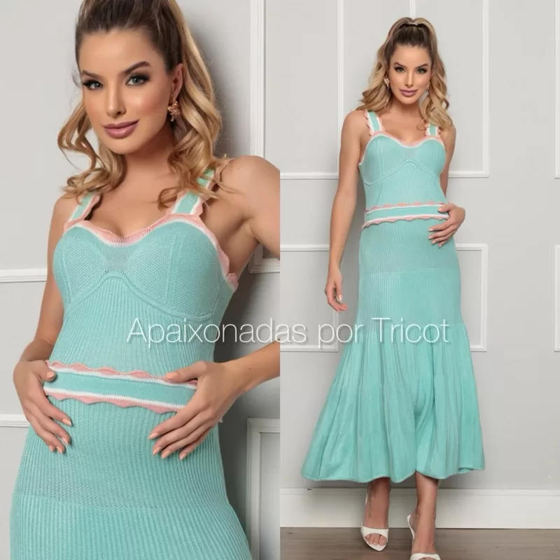 Vestido Feminino Midi de Alcinha pra Gestante até 8 meses