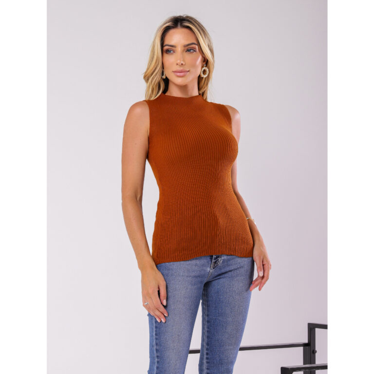 Blusa Feminina Moda Trico Garrafinha Gola Alta Mod