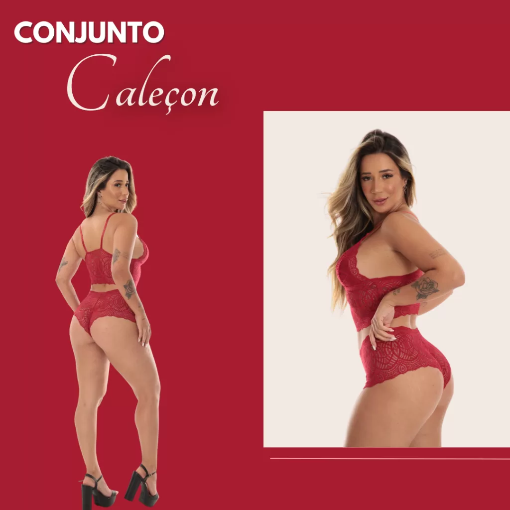 CONJUNTO DE LINGERIE DE RENDA CALEÇON