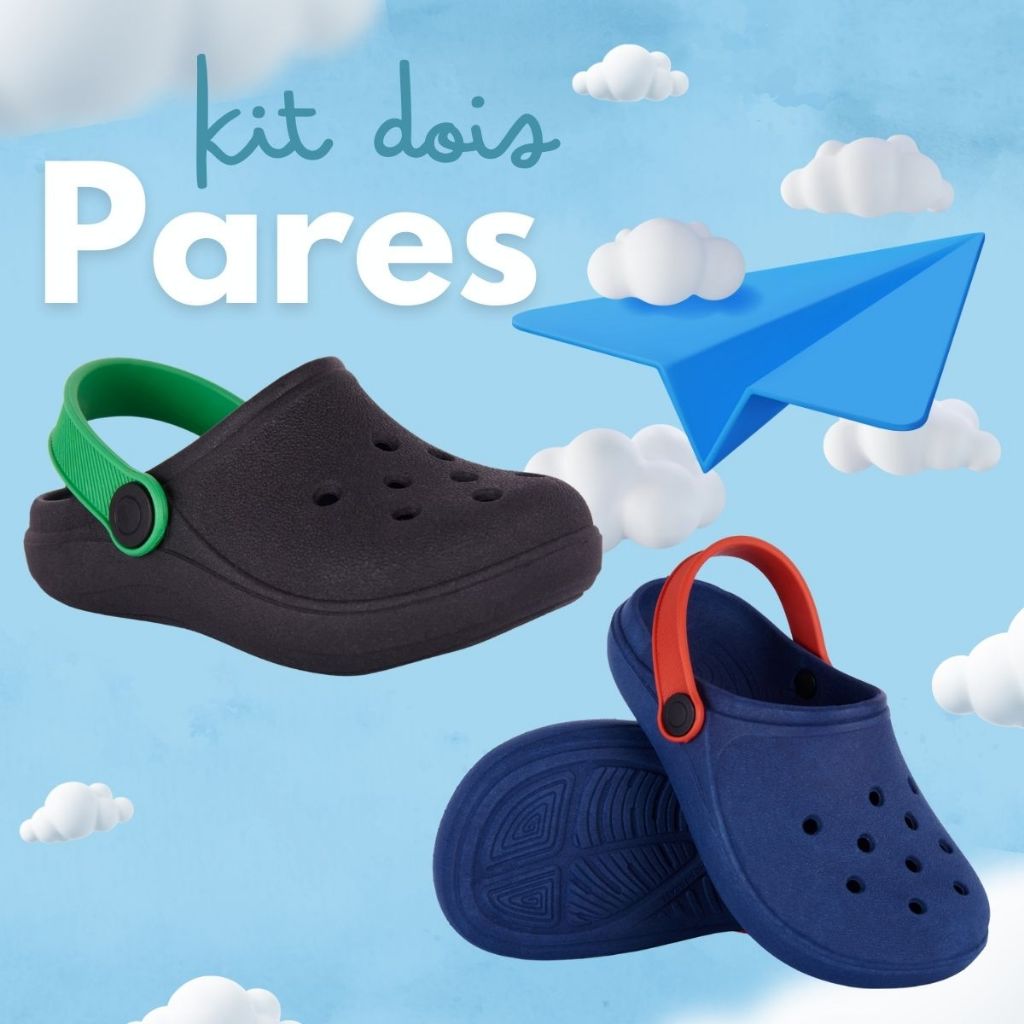 Kit 2 Babuche Infantil Criança Menino Sandália Casual Super Macia Ortopédica Leve