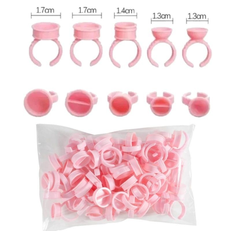 Anél Descartável com 100 unidades Para Extensão De Cilios rosa ou branco henna