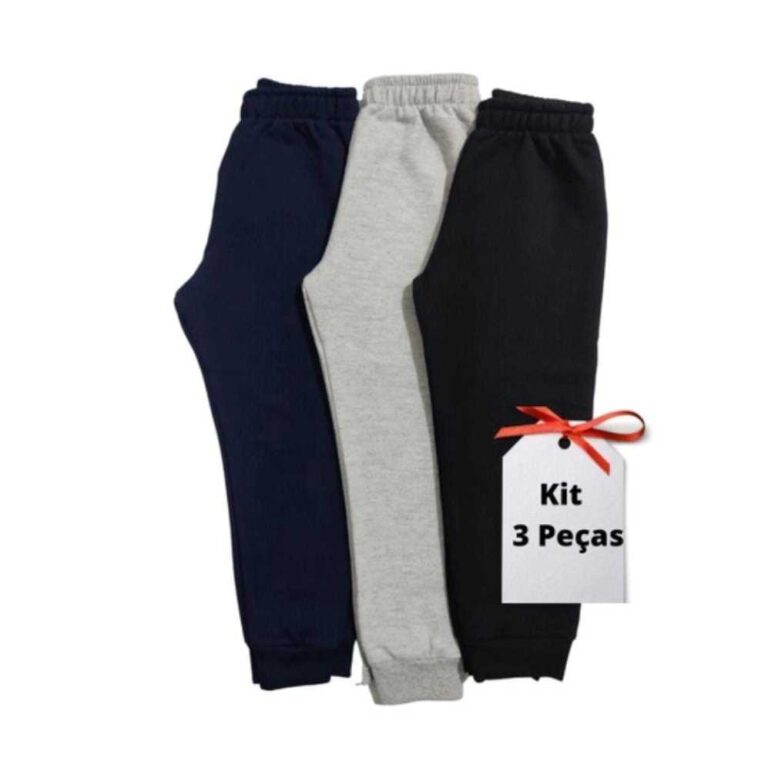 Kit 3 un. Calça Moletom Infantil Apeluciada com P