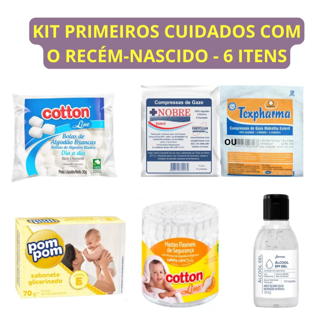 Kit Cuidado Bebê Recém Nascido Maternidade Mãe e Bebê Pós Parto 6 Produtos
