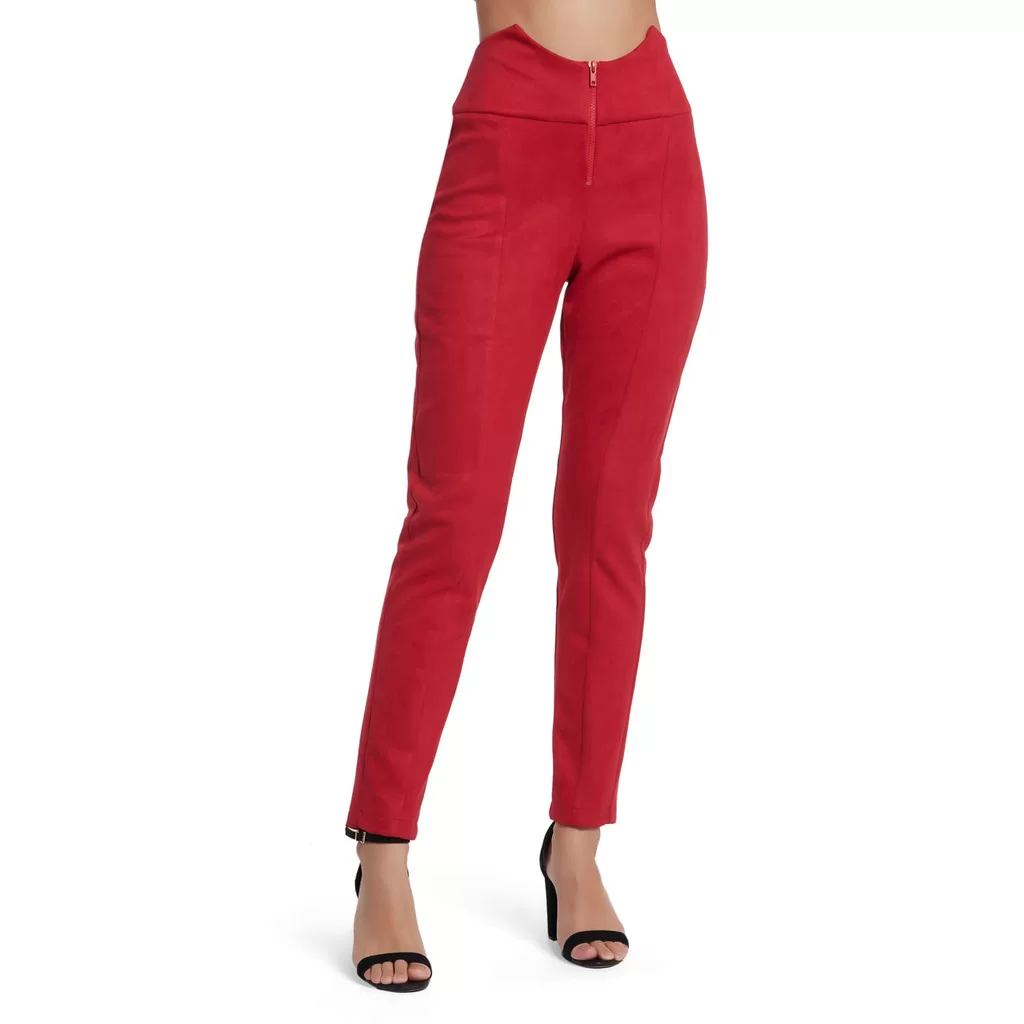 Calça Feminina Suede Cintura Alta Planet Girls Vinho