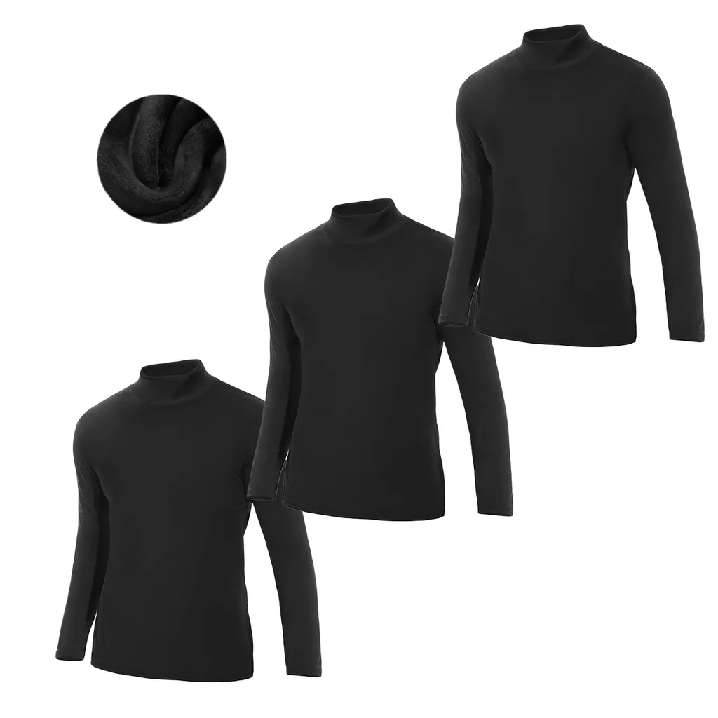 Kit 3 Camiseta Gola Alta Peluciada Tecido Flanelado Camiseta Segunda Pele Ideal Para O Frio