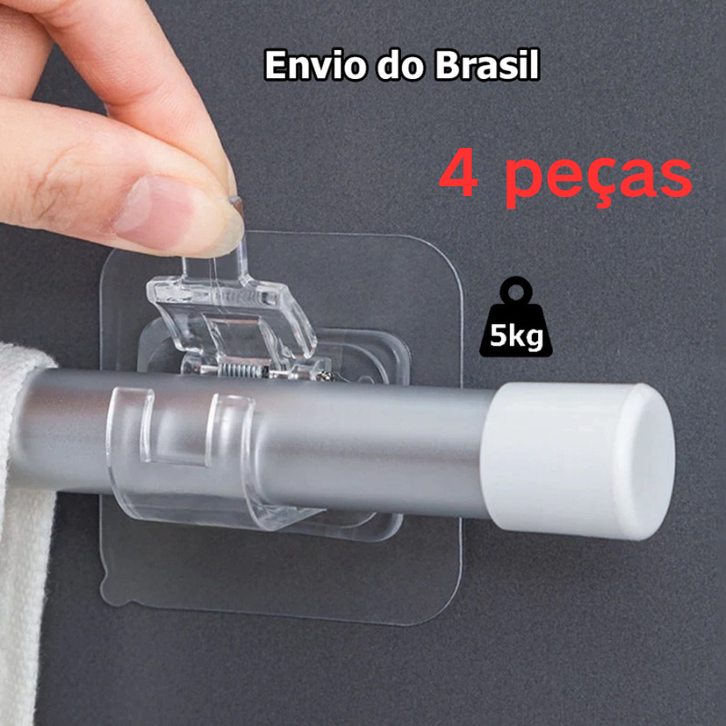 Kit 2 ou 4 Ganchos adesivos para varão de cortina que não precisa furar suporte de parede