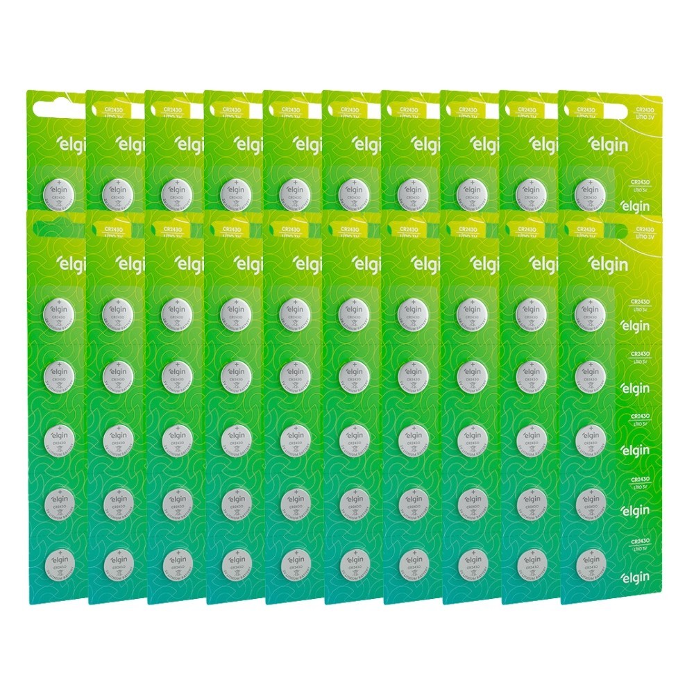 50 Baterias Pilha Moeda Cr2430 3v 10 Cartelas Relógio Elgin