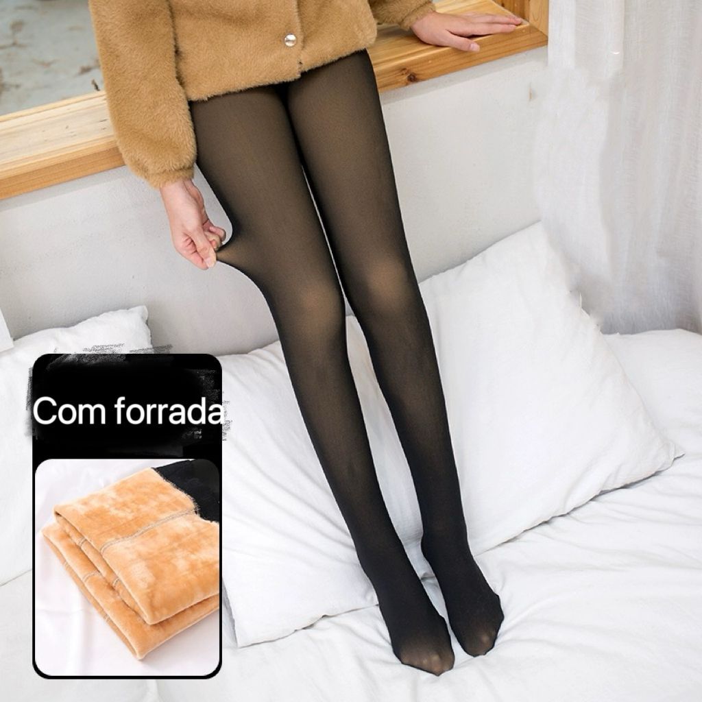Meia Calça Infantil Térmica Translúcida de Lã Forrada 3 ATE 16 ANOS