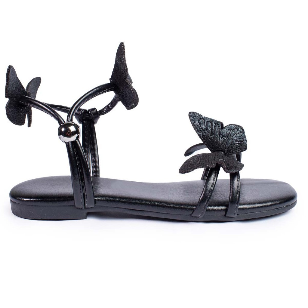 Sandália Infantil Feminina Super Delicada Borboleta Encantada Napa Soft Preto Glitter