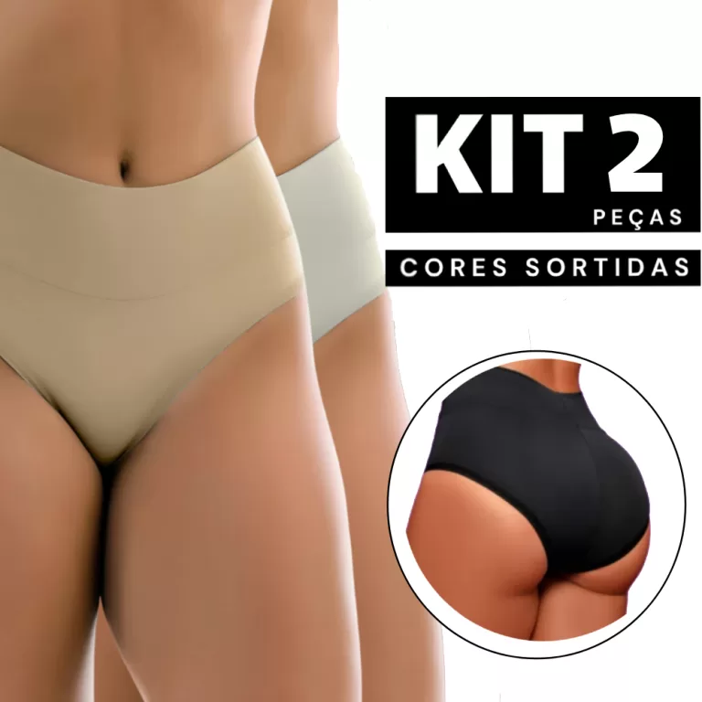 Kit 2/1 Calcinha Plus Size Cós Alto Suplex Compre