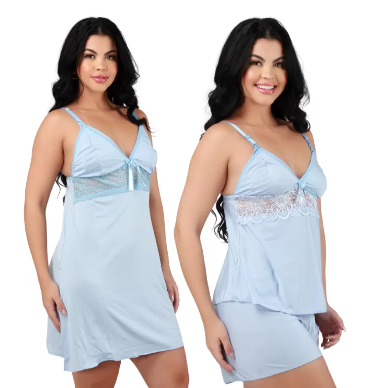 Kit Baby Doll + Camisola Amamentação Pós Parto 