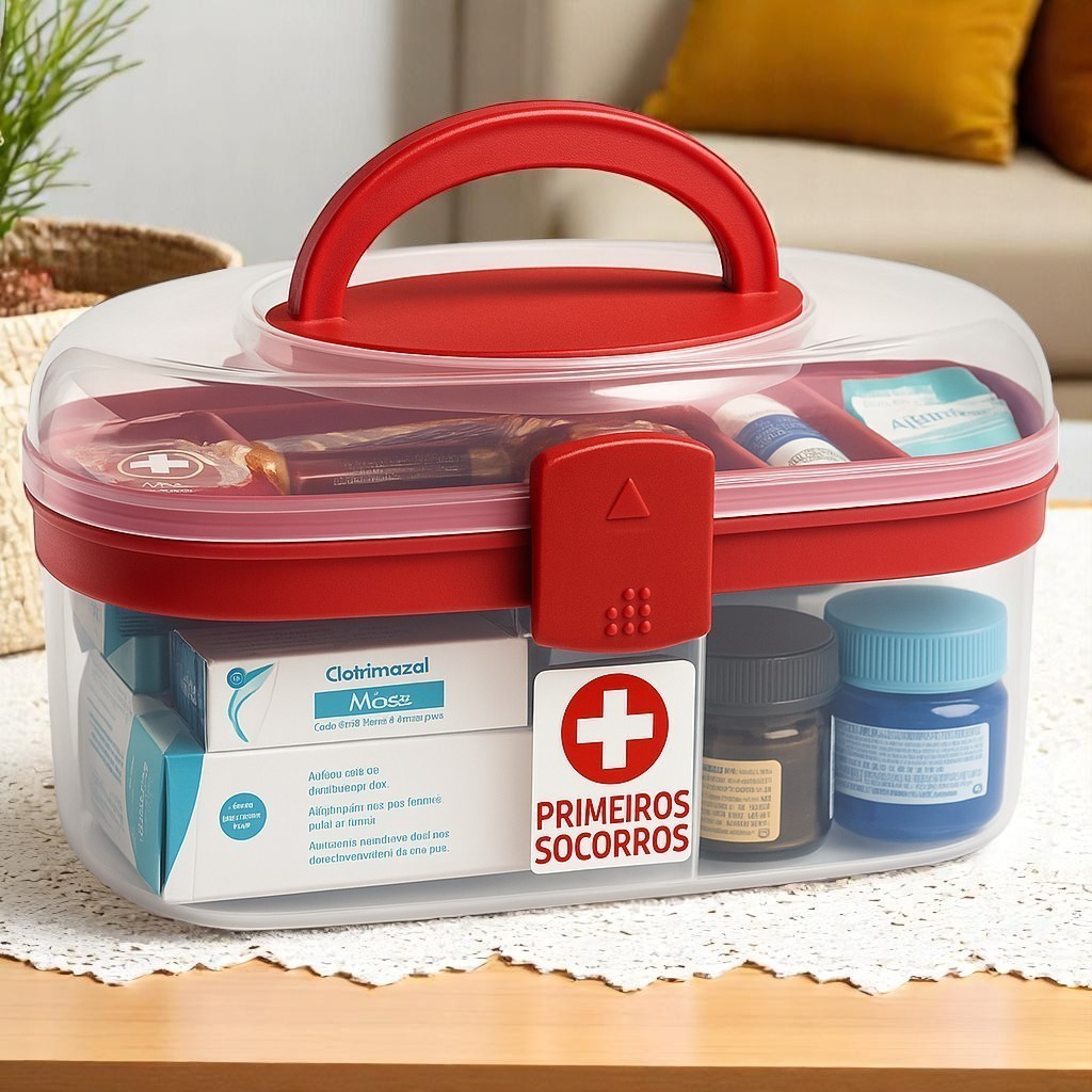 Maleta Caixa Remedios Cosmetic Box Primeiros Socorros – Tamanho Grande/Media/Pequena – Transparente