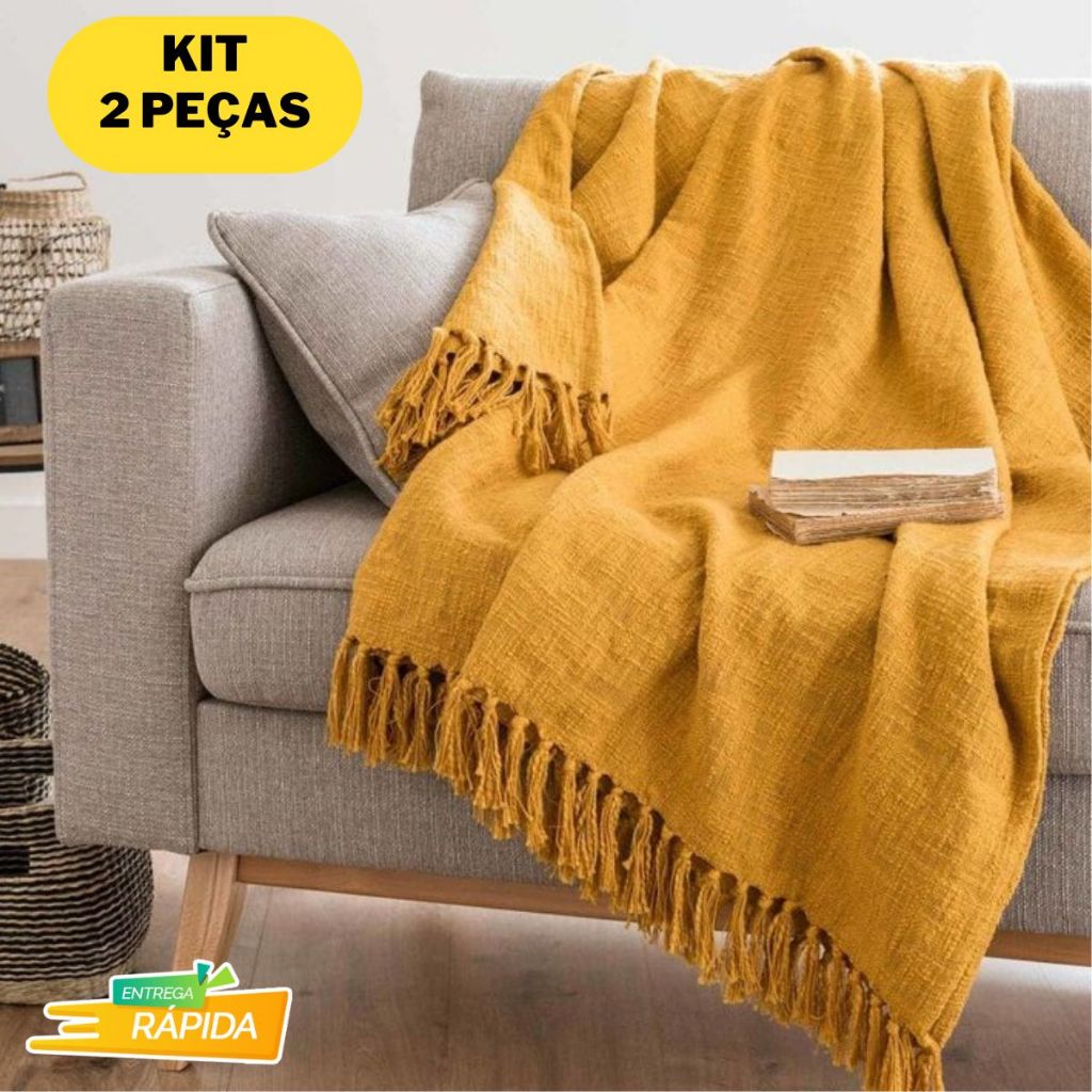 Kit 2 Mantas Para Sofá Luxo Gigante 120×210 Tipo Capa De Sofá Protetora